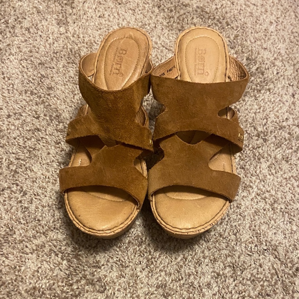 Born Women's Brown Suede Slide Sandals